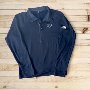 The North Face Embroidered pet lovers navy blue quarter zip sweatshirt